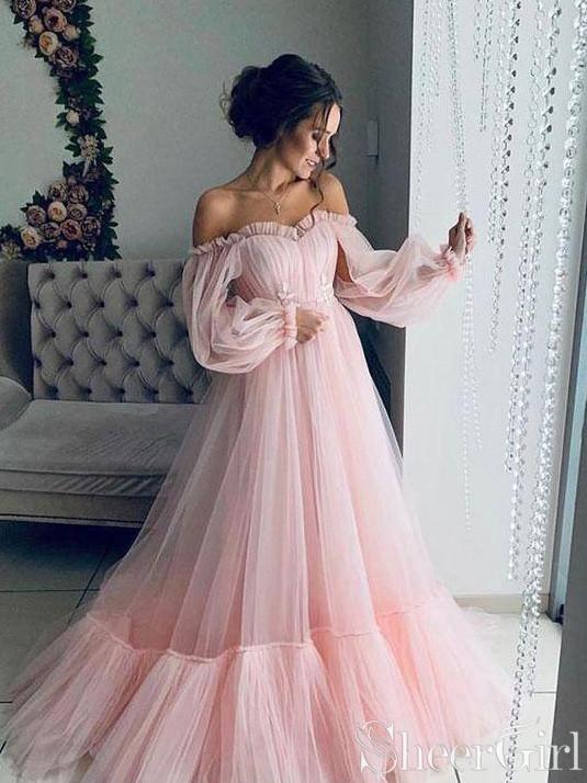 Off The Shoulder Puff Sleeve Prom Dress ...